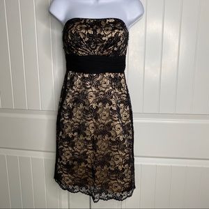 WHBM strapless black lace overlay dress size 2
